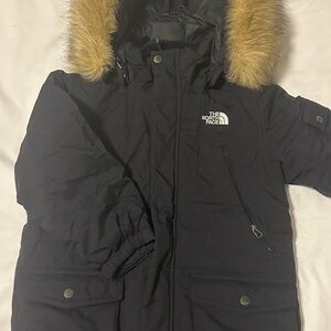 The North Face Kids Black Puffer Jacket with Fur Hood